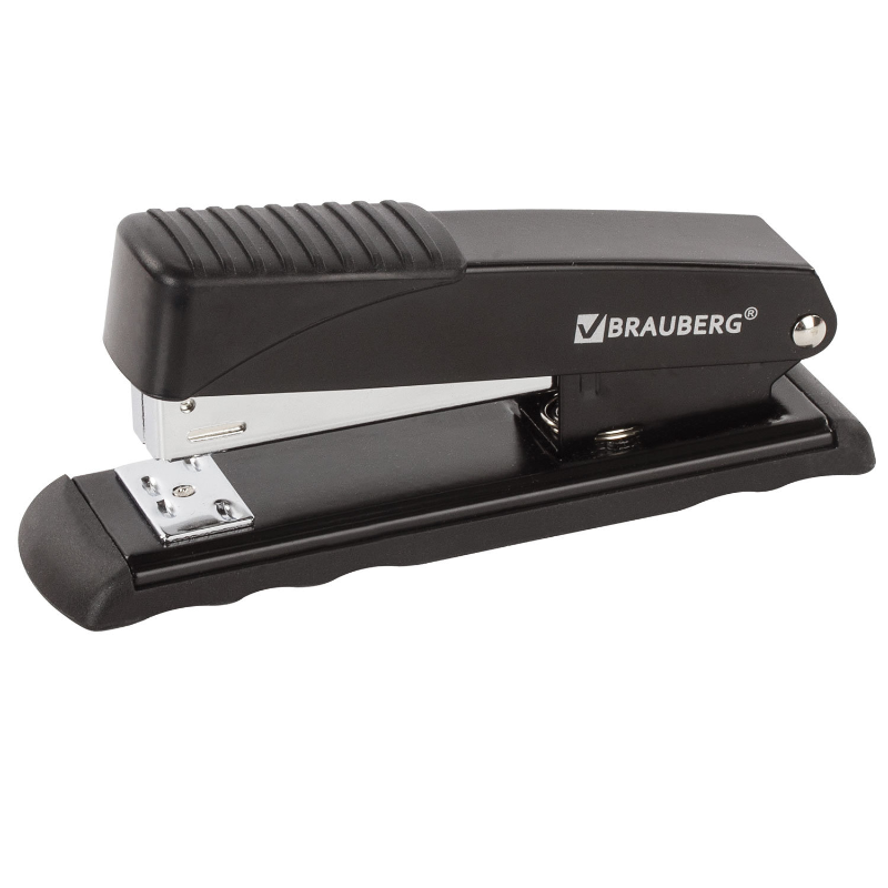 Степлер до 30 листов BRAUBERG "Office" металл, №24/6-26/6, черный