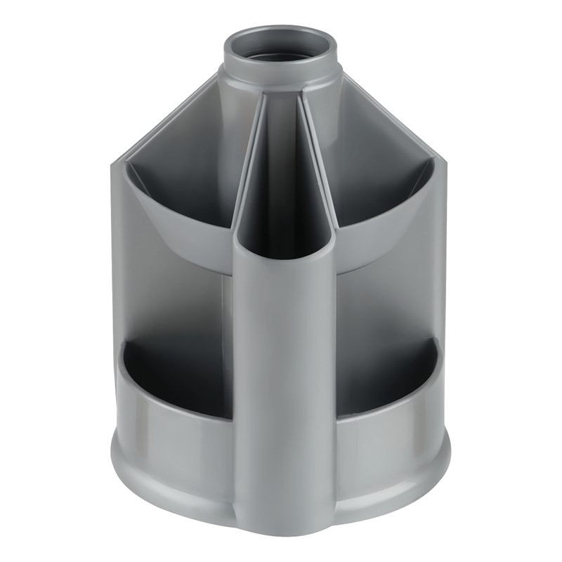 Настольная подставка СТАММ "Mini Desk", 10 отделений, вращающаяся, серая