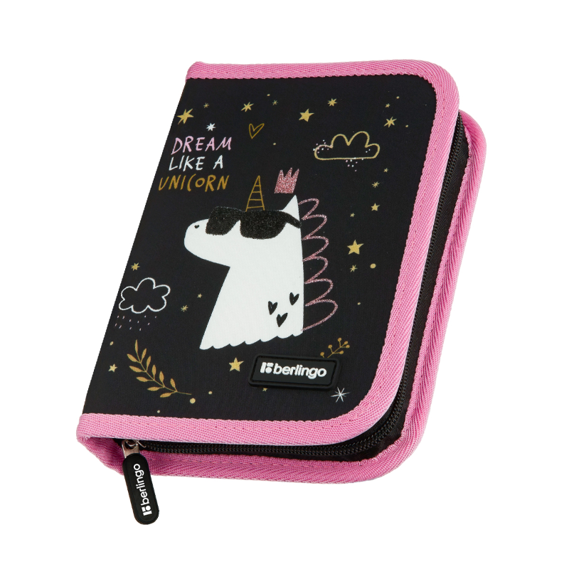 Пенал Berlingo "Dream Like A Unicorn" 200*140*40 мм, дополнительная откидная секция