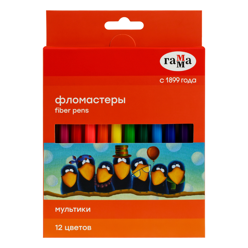 Фломастеры Гамма "Мультики" смываемые, 12 цветов