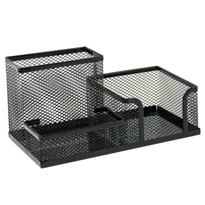 Настольная подставка Foska, 3 отделения, сетчатая, черная