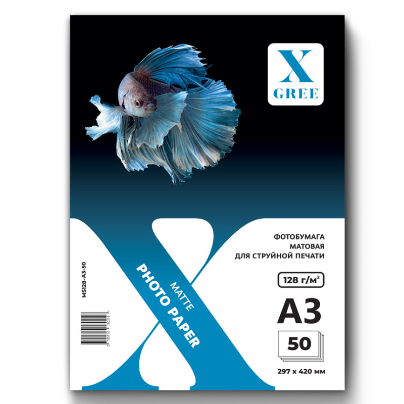 Фотобумага X-Gree А3, 128 г/м2, матовая, односторонняя, 50 листов