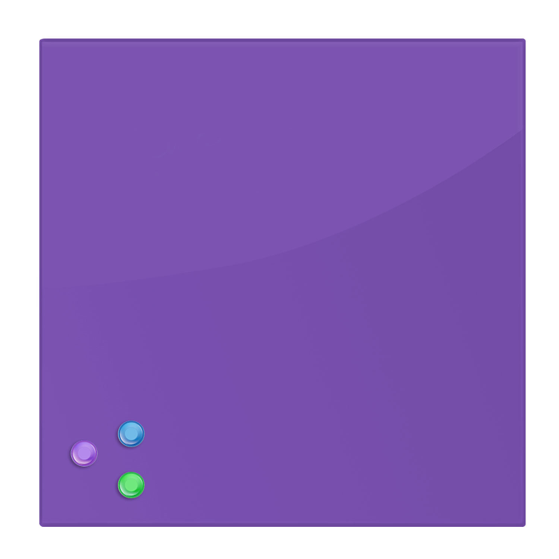 Доска стеклянная BRAUBERG 45*45 см, магнитно-маркерная, 3 магнита, фиолетовая