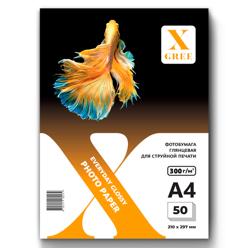 Фотобумага X-Gree "EVERYDAY" А4, 300 г/м2, глянцевая, односторонняя, 50 листов