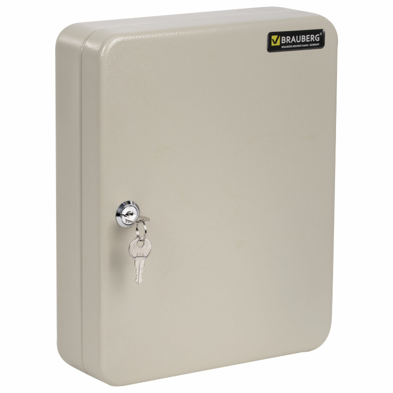 Ключница BRAUBERG на 90 ключей, 300*240*80 мм, ключевой замок, серый