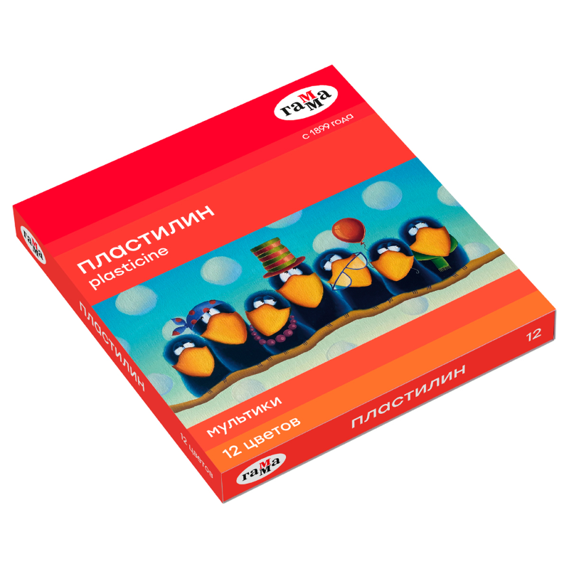 Пластилин Гамма "Мультики" 12 цветов, 240 гр, со стеком