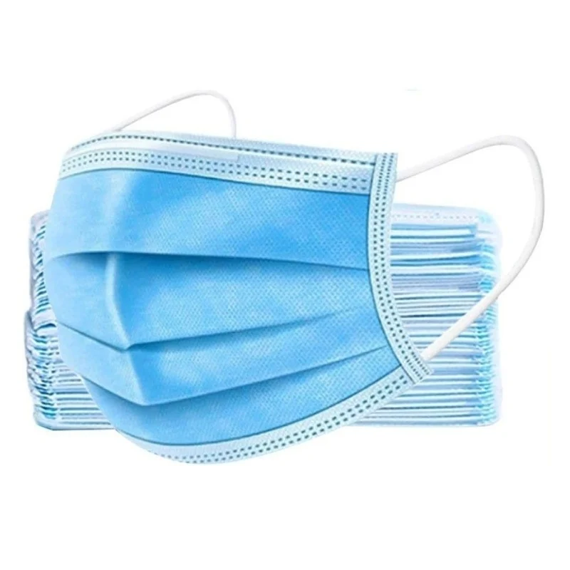 Маски одноразовые медицинские, 3-х слойные, голубой, 50 шт.