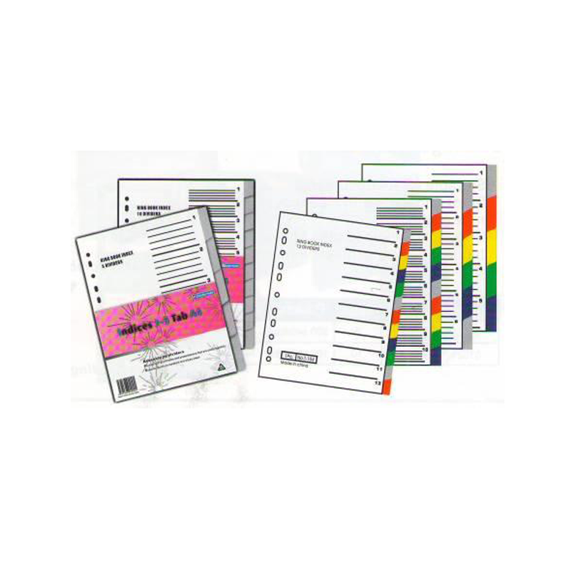 Разделитель листов Bindermax А4, пластик, 1-12, 13 листов, цветной