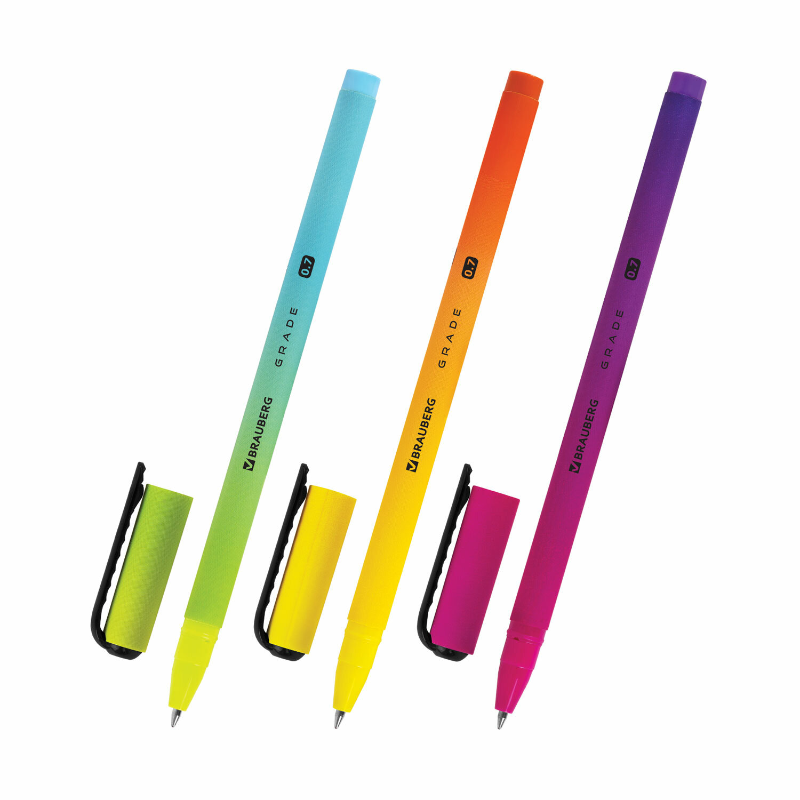 Ручка шариковая BRAUBERG "GRADE" 0.7 мм, корпус ассорти, синяя