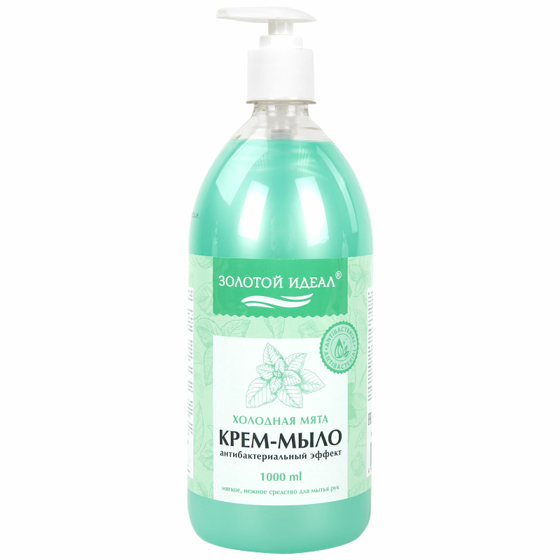 Мыло-крем жидкое ЗОЛОТОЙ ИДЕАЛ "Холодная мята" антибактериальный, 1 л
