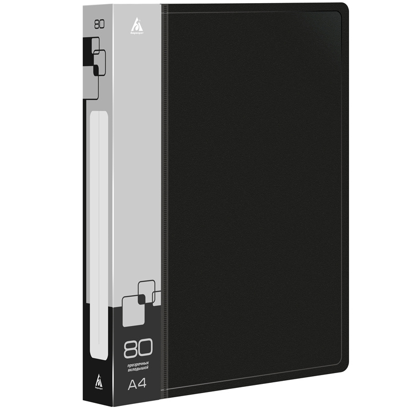 Папка 80 вкладышей БЮРОКРАТ А4, 800 мкм, черная