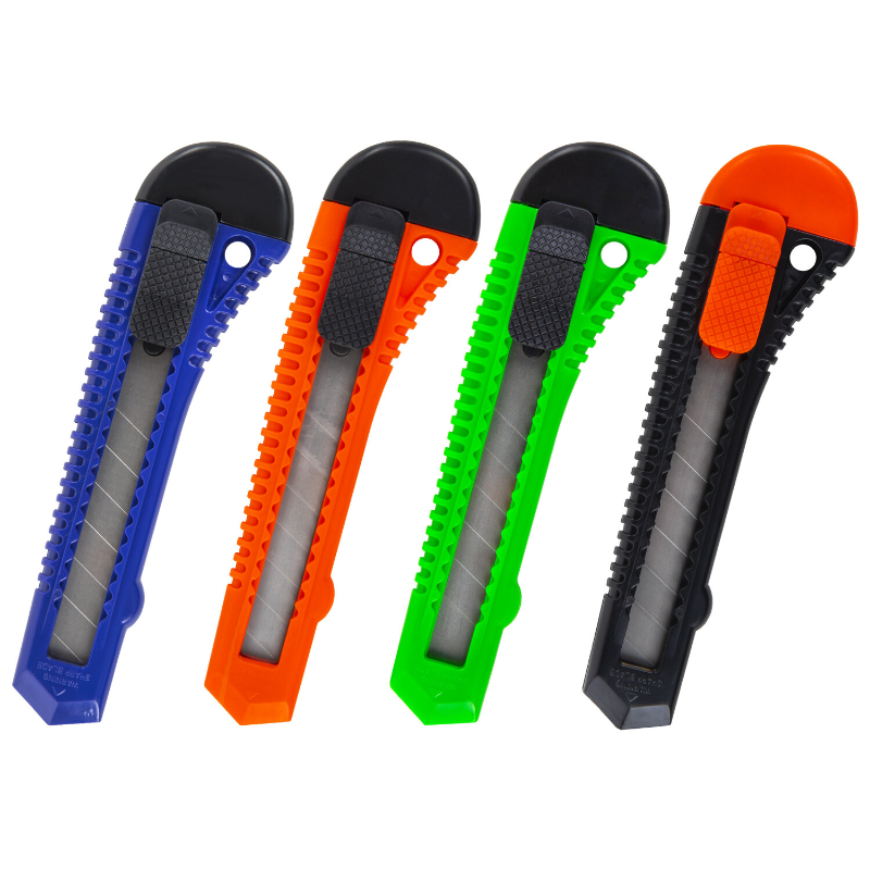 Нож канцелярский STAFF "Basic" 18 мм, фиксатор, ассорти