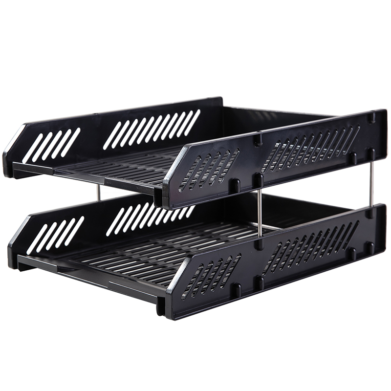 Лоток горизонтальный DELI 2 отделения, черный