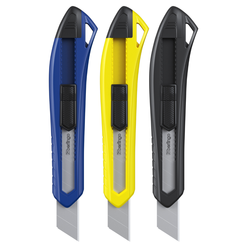 Нож канцелярский Berlingo "Razzor 100" 18 мм, push-lock, ассорти