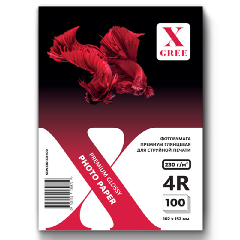 Фотобумага X-Gree "Premium" 4R, 230 г/м2, глянцевая, односторонняя, 100 листов