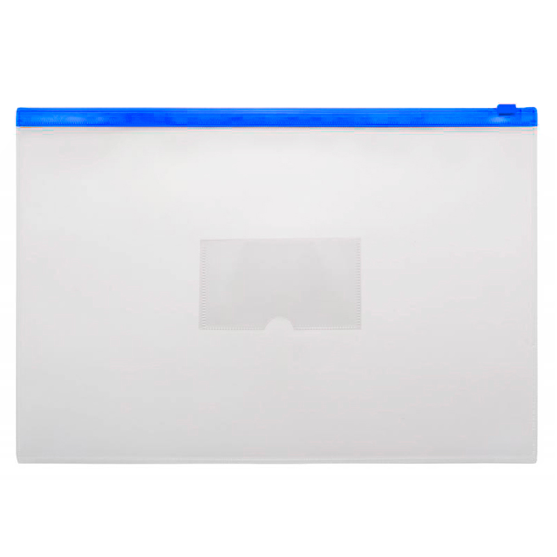 Папка-конверт на молнии БЮРОКРАТ А4+, 150 мкм, синяя