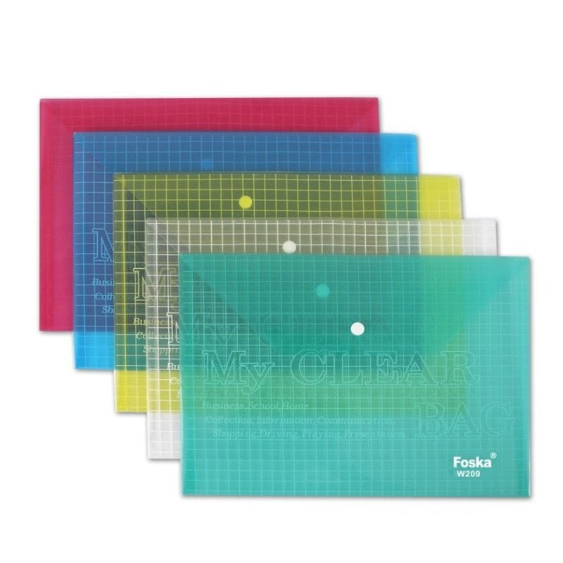 Папка-конверт на кнопке Foska А4, 180 мкм, ассорти