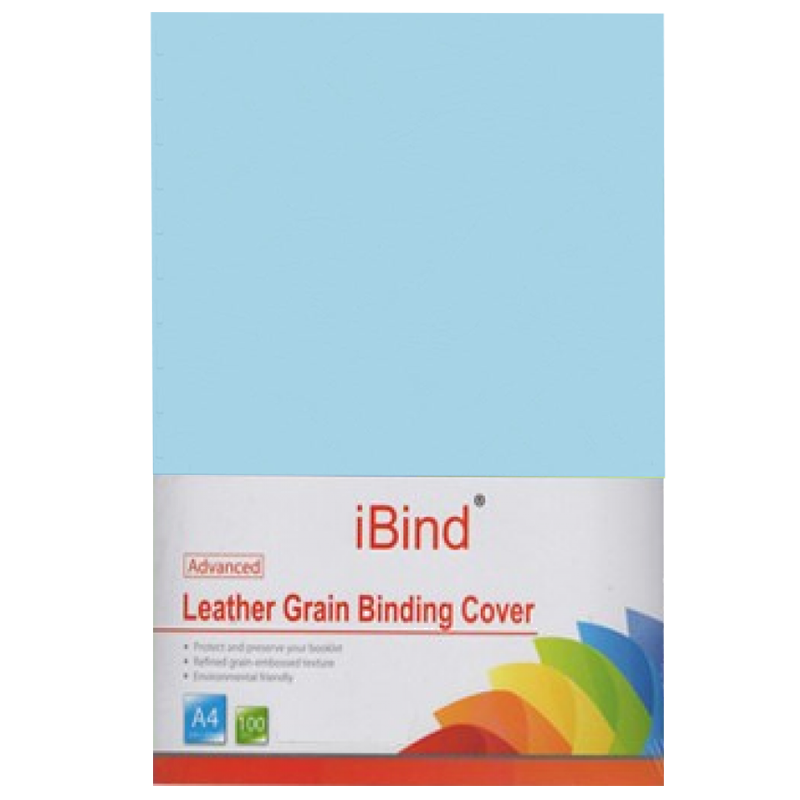 Обложка для переплета iBind "Кожа" А4, 230 г/кв.м, светло-синяя, 100 листов