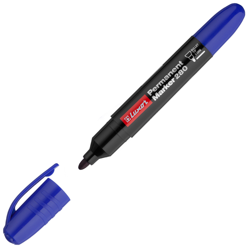 Маркер перманентный LUXOR "280" пулевидный, 1-3 мм, синий