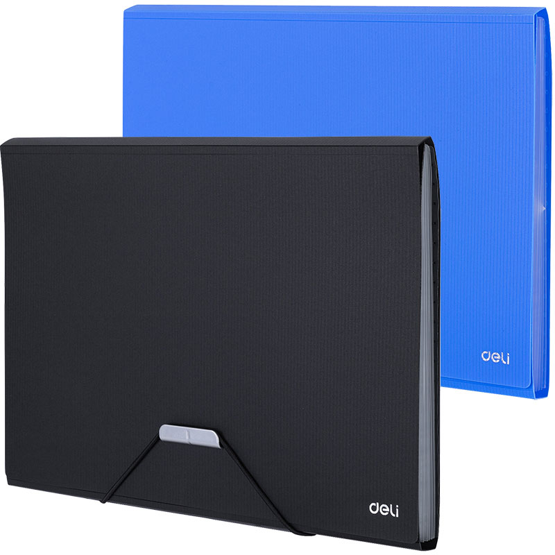 Папка-портфель DELI А4, 7 отделений, на резинке, ассорти