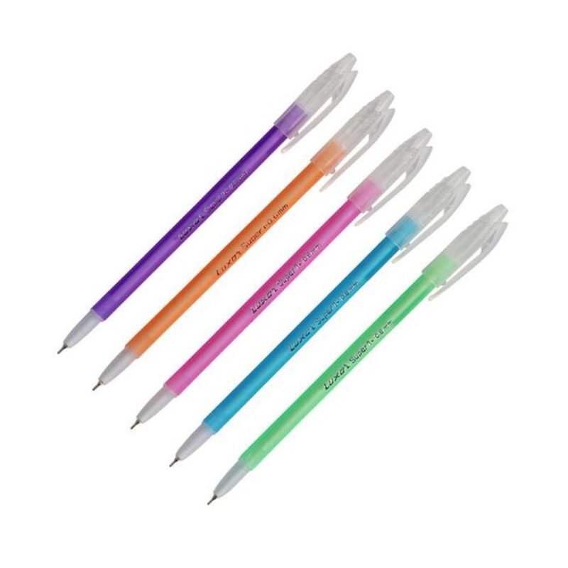 Ручка шариковая LUXOR "Super 1" 0.6 мм, корпус ассорти, синяя