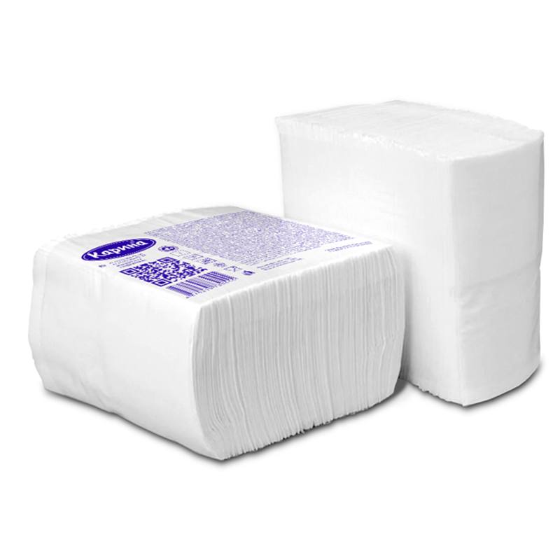 Салфетки бумажные для диспенсера Карина 1-слойные, 17*21 см, белые, 200 листов