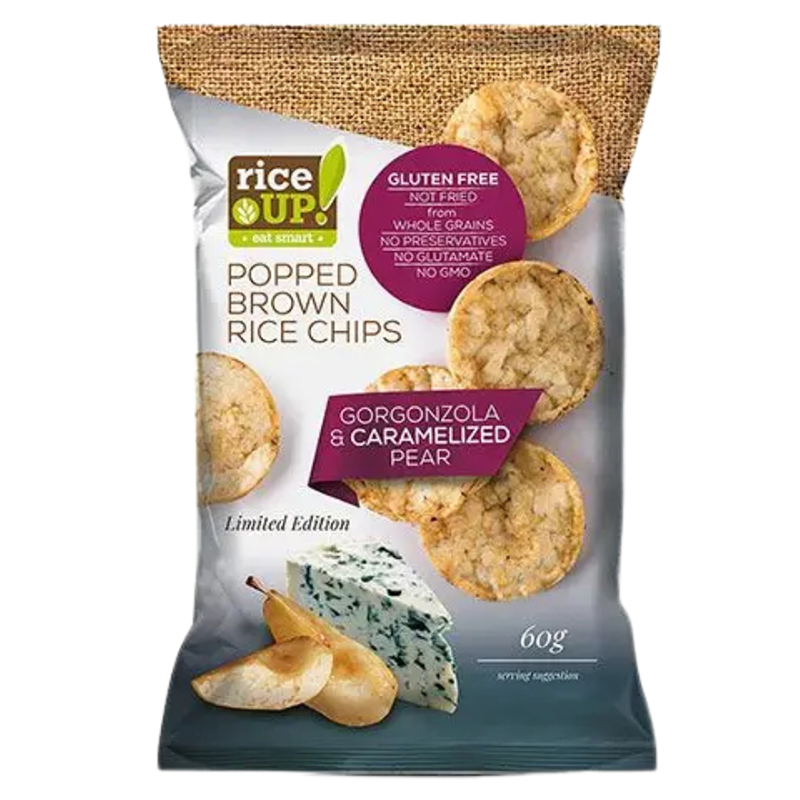 Чипсы рисовые RiceUP! с горгонзолой и карамелизированной грушей, 60 гр