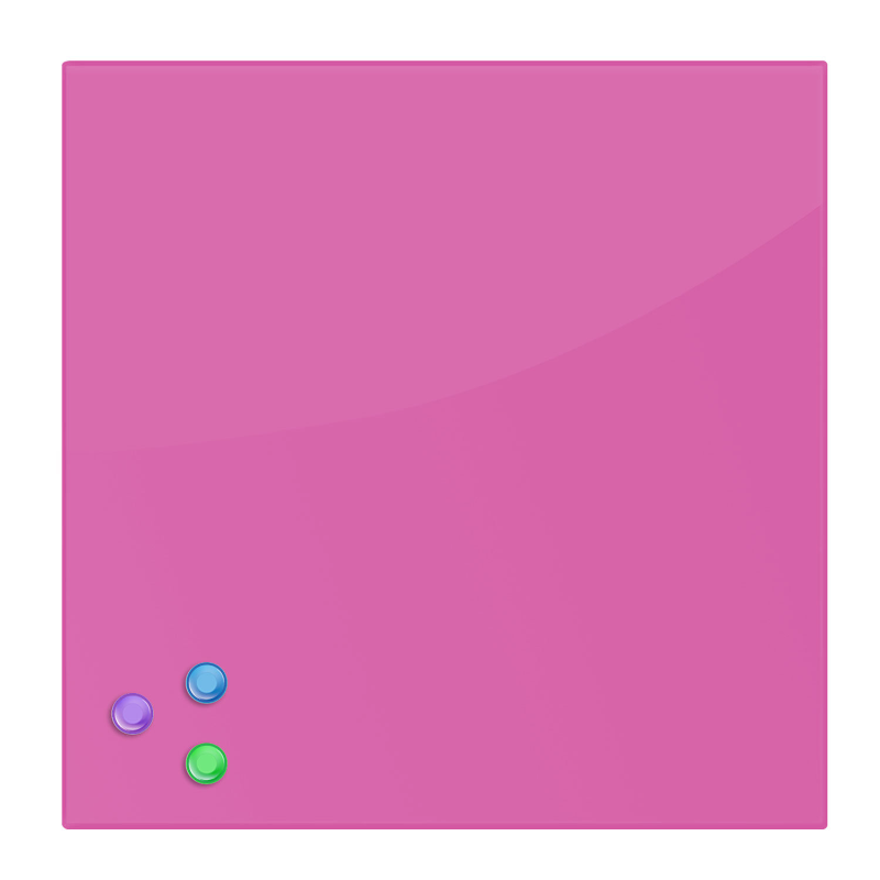 Доска стеклянная BRAUBERG 45*45 см, магнитно-маркерная, 3 магнита, розовая