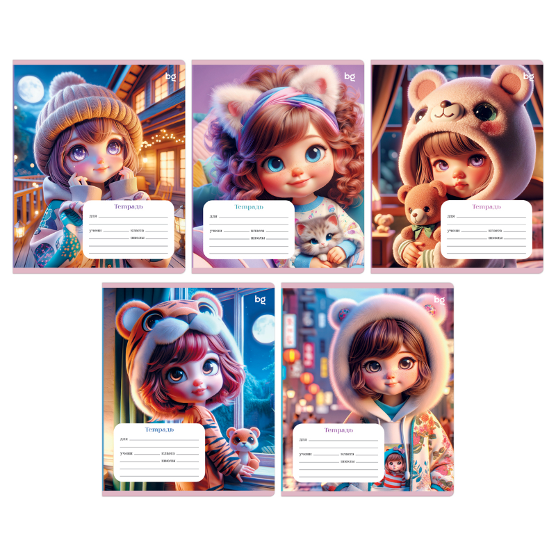 Тетрадь BG "Маленькие девочки" А5, в клетку, 12 листов