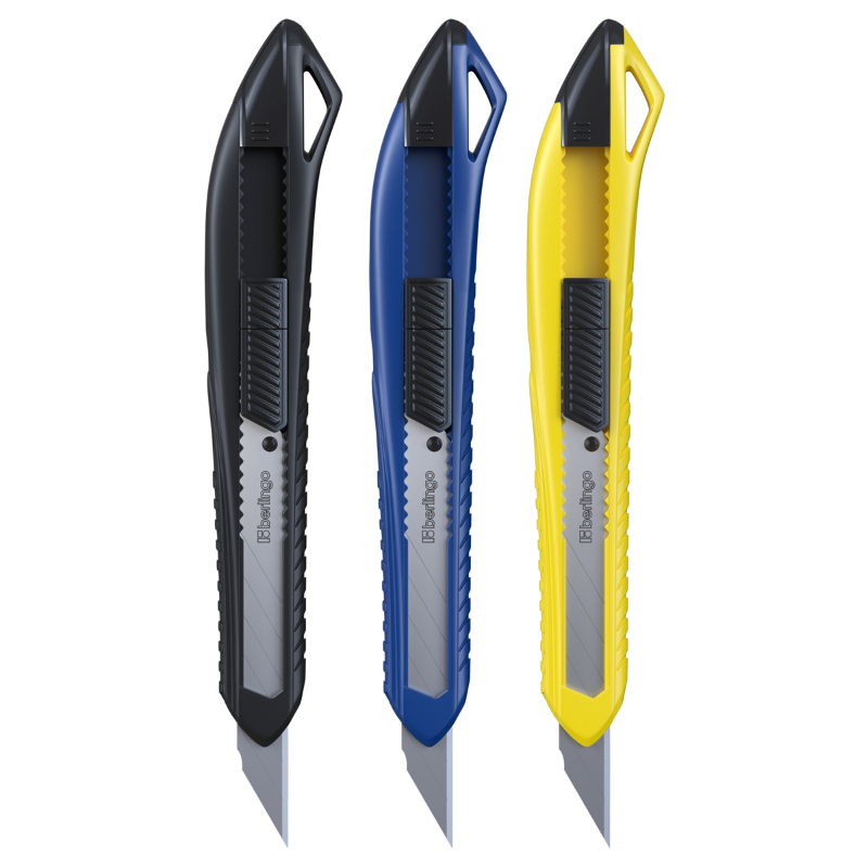 Нож канцелярский Berlingo "Razzor 100" 9 мм, push-lock, ассорти