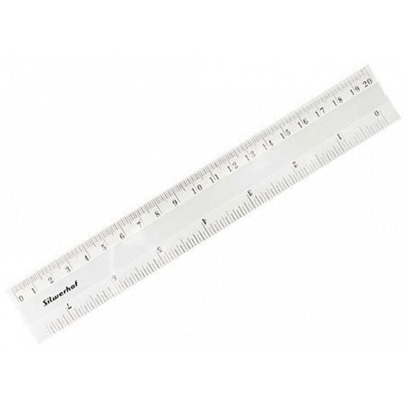 Линейка SILWERHOF 20 см прозрачная в индивидуальной упаковке