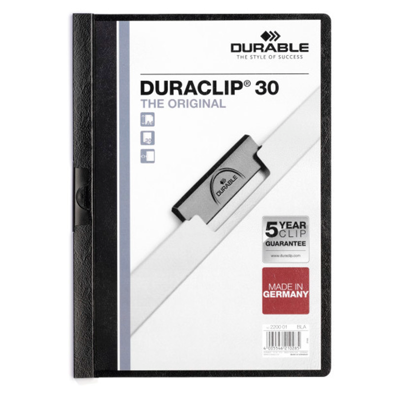 Папка с клипом до 30 листов Durable "Duraclip" А4, черная