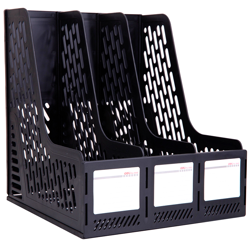 Лоток вертикальный DELI 3 отделения, чёрный