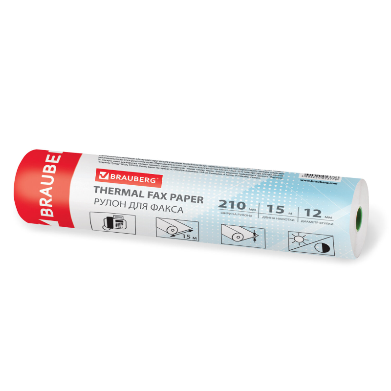 Рулон для факса BRAUBERG 210 мм*15 м