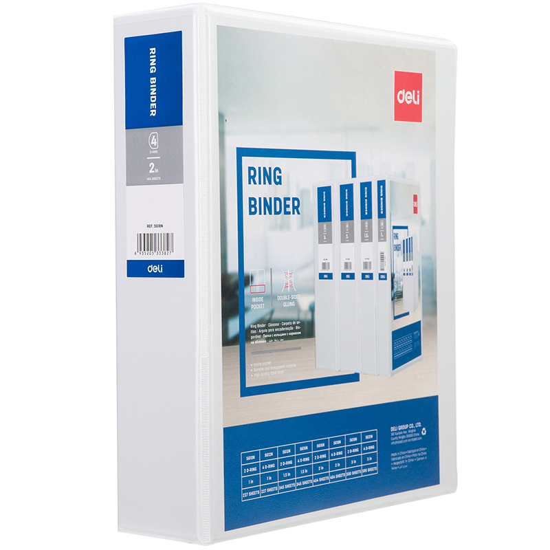 Папка на 4 кольцах DELI корешок 77 мм, белая