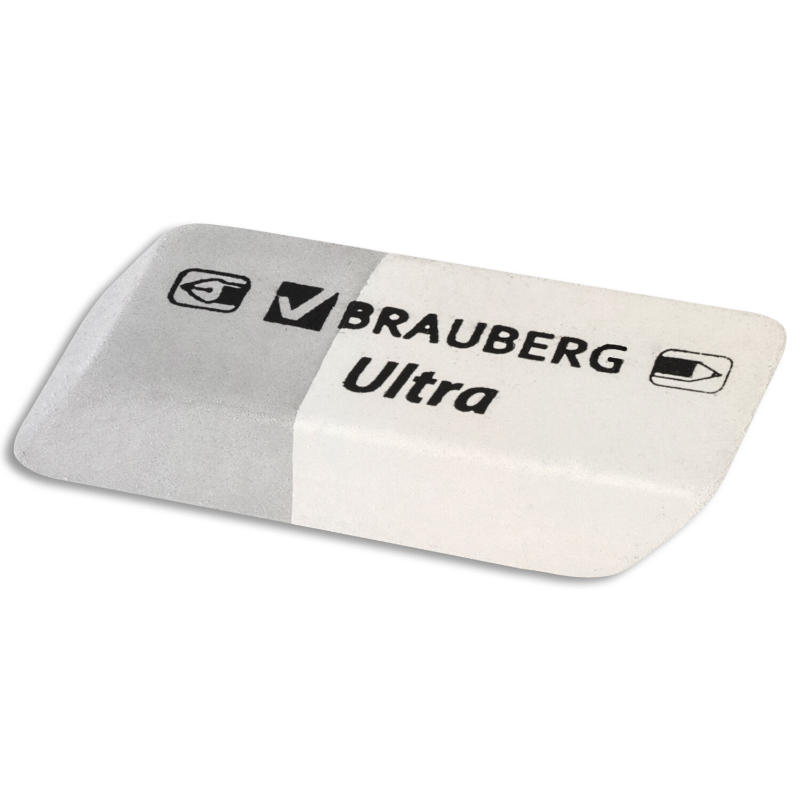Ластик BRAUBERG "Ultra" скошенный, натуральный каучук, серо-белый