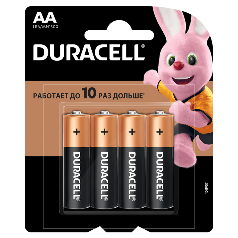 Батарейки Duracell "Basic" АА (LR06) алкалиновые, 4 шт. в блистере