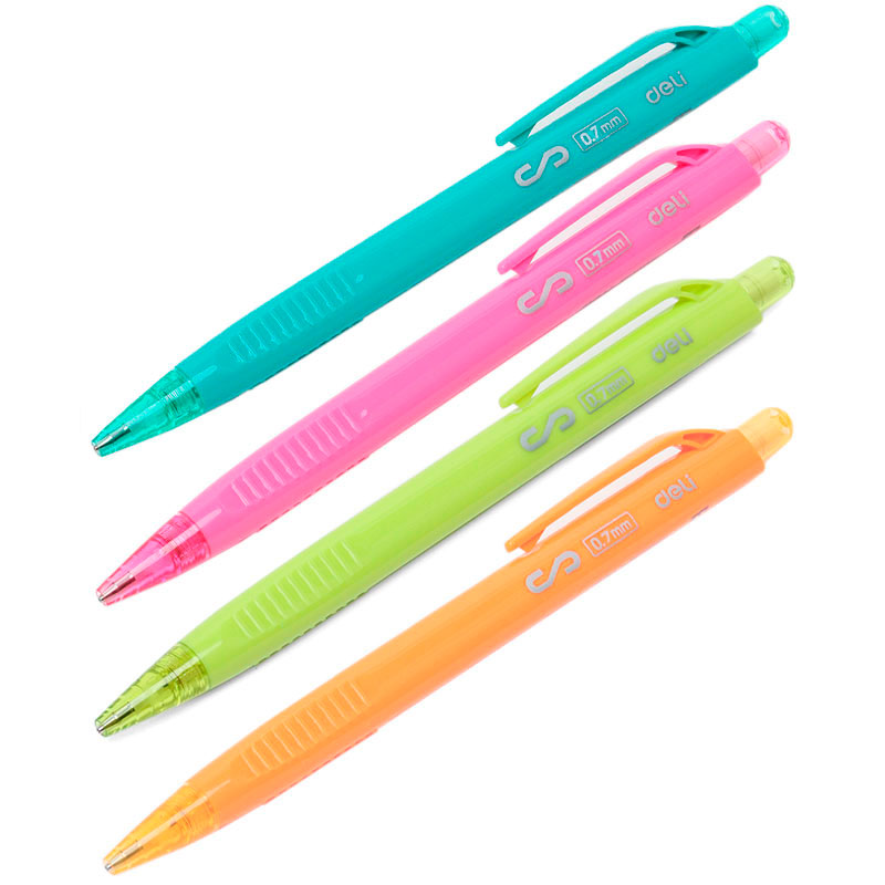 Карандаш механический DELI "Scribe", 0,7 мм, трехгранный корпус с ластиком, ассорти