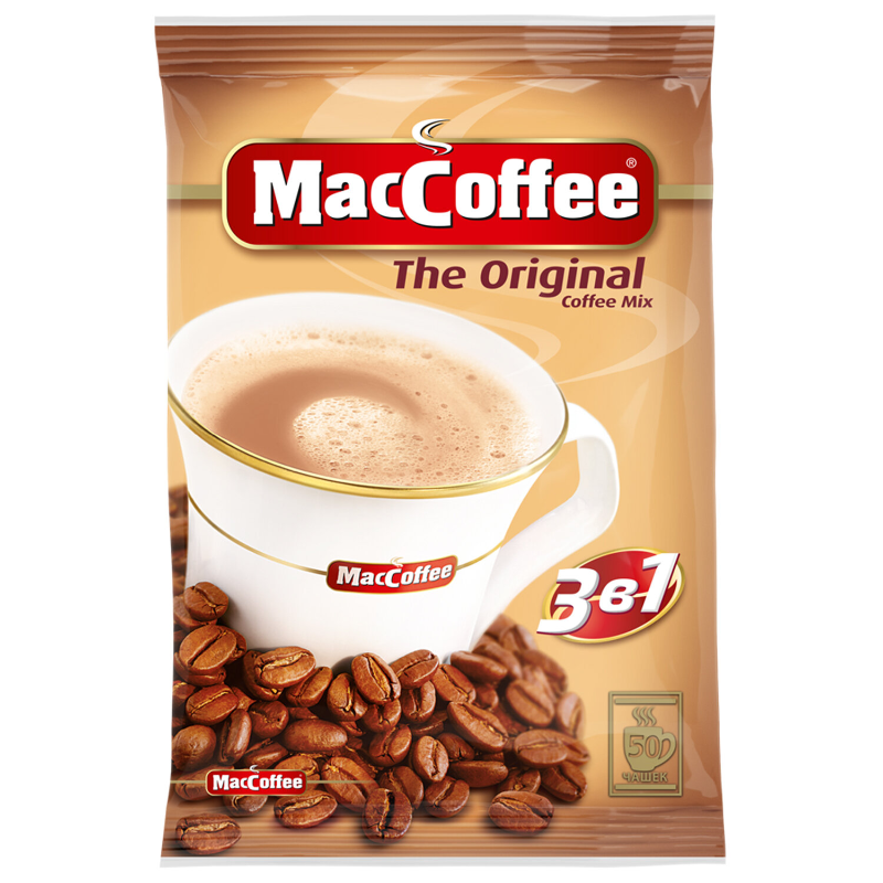 Кофе порционный MacCoffee "3 в 1 Оригинал" 50 пакетиков по 20 гр