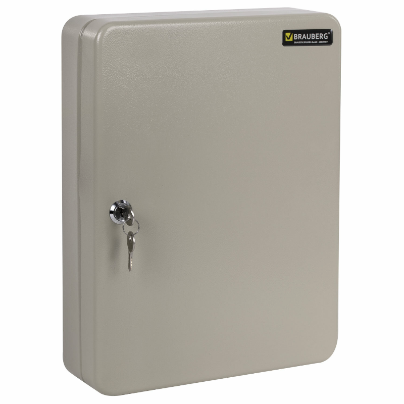 Ключница BRAUBERG на 140 ключей, 370*80*280 мм, ключевой замок, серый