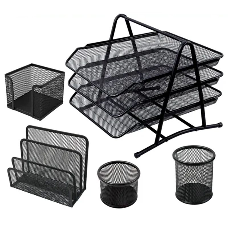 Настольный набор Foska металл, сетчатый, 5 предметов, черный