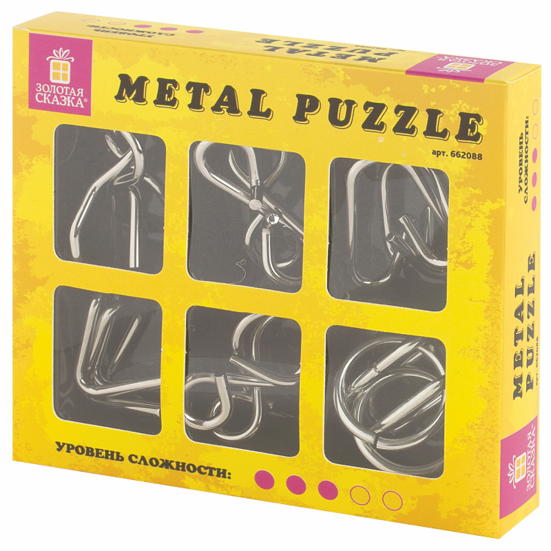 Головоломки металлические ЗОЛОТАЯ СКАЗКА уровень сложности "Любитель" 6 шт.