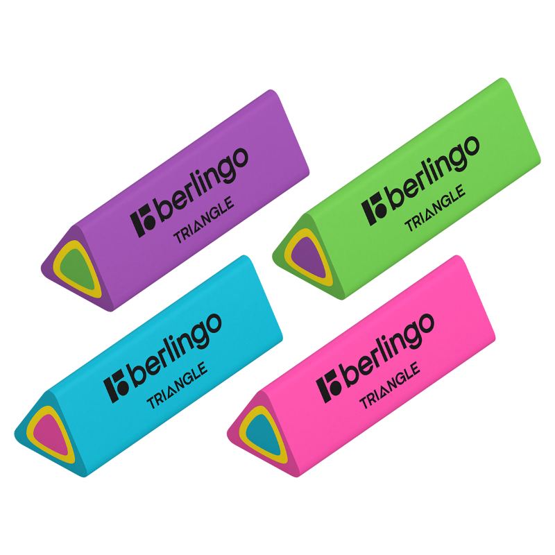 Ластик Berlingo "Triangle" треугольный, 44*15*15 мм, ассорти
