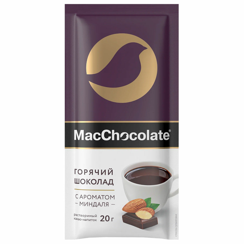 Горячий шоколад MacChocolate с ароматом миндаля, 20 гр пакетик