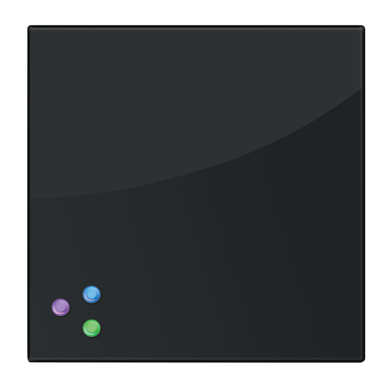 Доска стеклянная BRAUBERG 45*45 см, магнитно-маркерная, 3 магнита, черная