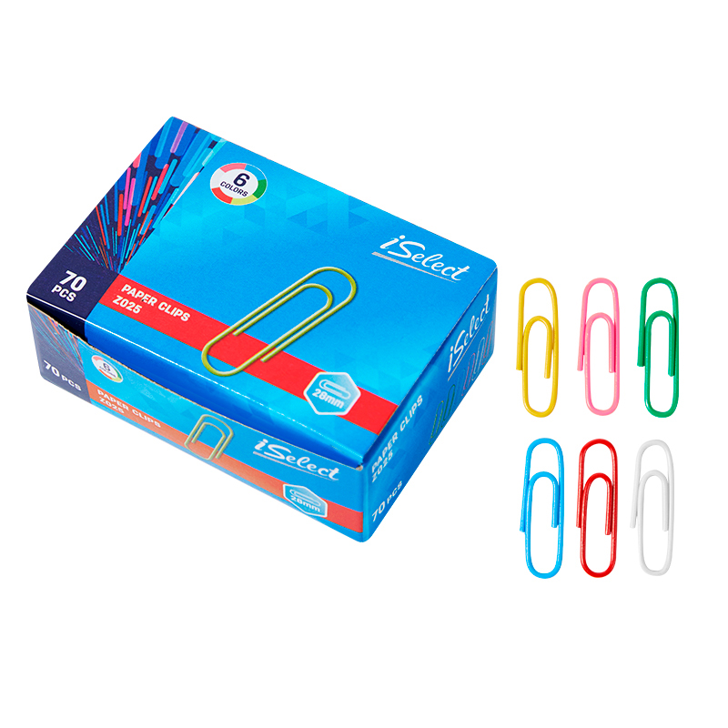 Скрепки канцелярские DELI "i Select" 28 мм, цветные, 100 шт. в картонной коробке